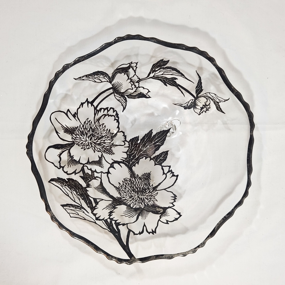 Silver Etched Low Cake Plate